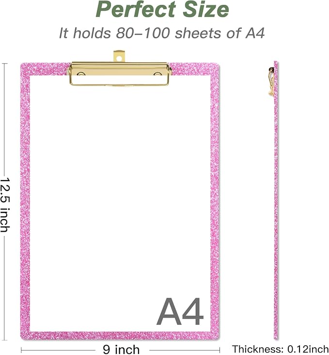 Rimilak Acrylic Glitter Clipboards, Sparkly Board - Image 2