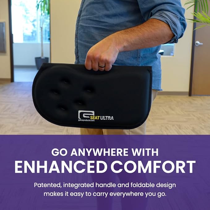 GSeat Ultra Orthopedic Gel and Foam Seat Cushion (Black) – for Coccyx, Back, Tailbone, Prostate, Postnatal, and Sciatica Pain/Discomfort – Office, Car, Chair, Travel-DeskLoop Office