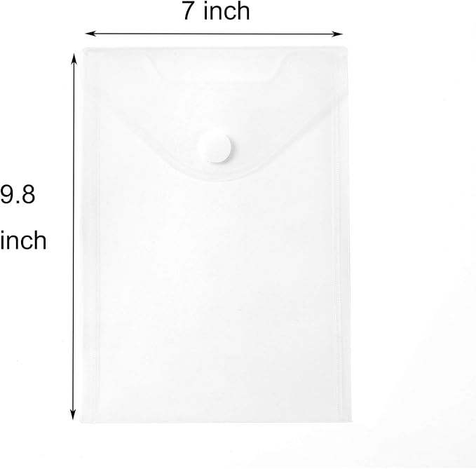 7x9 Clear Plastic Envelopes Hook Loop Closure Receipt Stickers Storage Holder - Image 2
