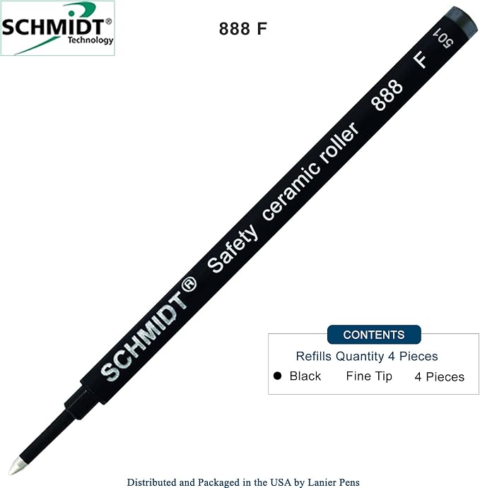 4 Pack - Schmidt 888 Black Fine Rollerball Refill - Image 4