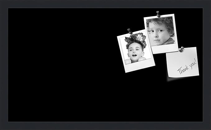 PinPix 24x14 Inch Cork Bulletin Board. This Decorative Framed Pin Board Comes with Solid Black Design and a Satin Black Frame. Ideal for Home Office Decor or Message Board (PinPix-622)-DeskLoop Office