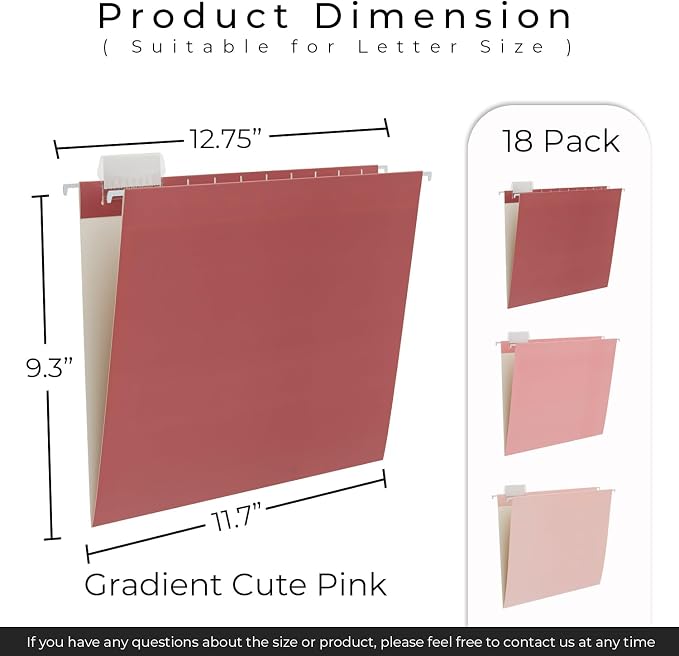 Y YOMA 18 Pack Gradient Hanging File Folders Letter Size Decorative Hanging - Image 3