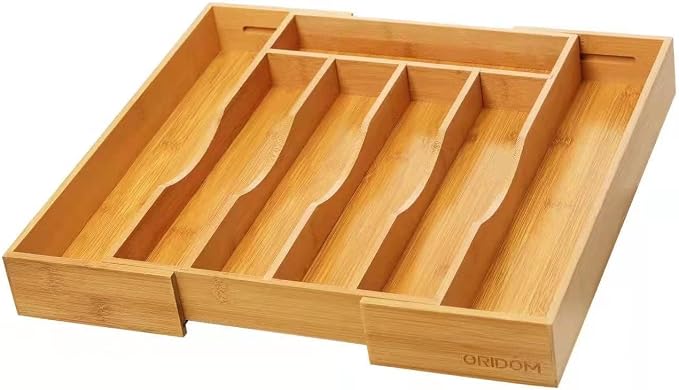 oridom 2-Piece Bamboo Silverware Organizer, Expandable Kitchen Drawer Organizer - Image 8