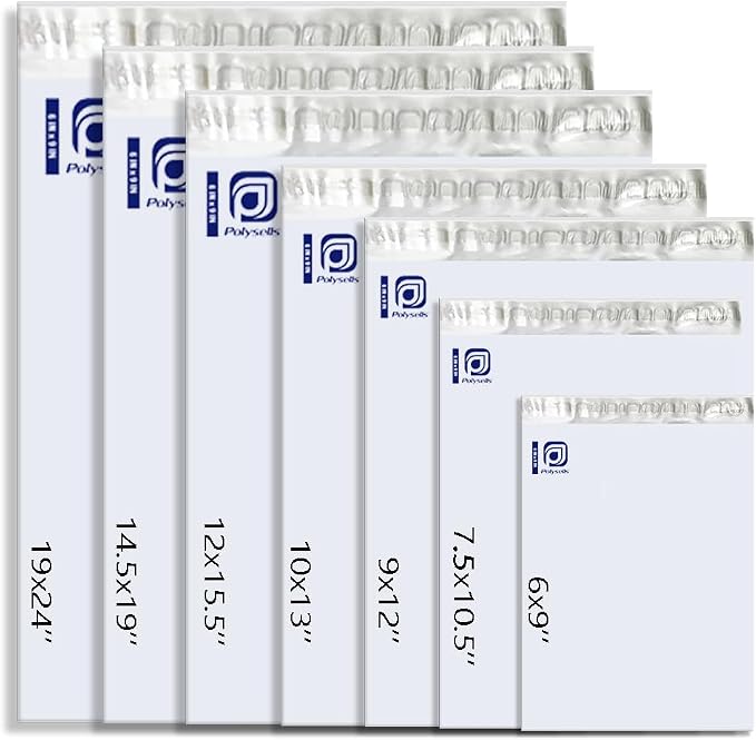 POLYSELLS 100 pcs 12x15.5 Inches White x Silver Poly Mailers Shipping Envelopes - Image 2