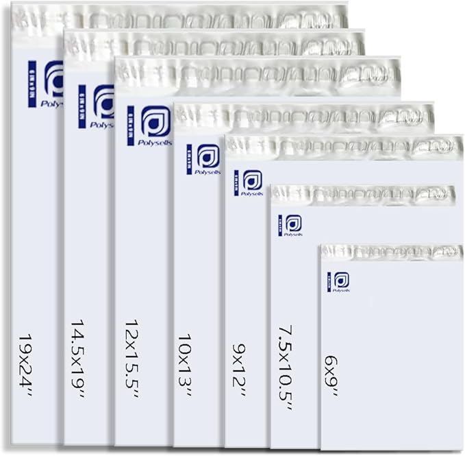 POLYSELLS 200 pcs 19x24 Inches White x Silver Poly Mailers Shipping Envelopes - Image 2