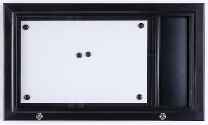 Weather Resistant, Magnetic Surface, Bulletin Board with Swing-Open Locking Door, Wall Mounted, Matte Black Finish Aluminum Frame, with Header, for Indoor Or Outdoor Use-DeskLoop Office