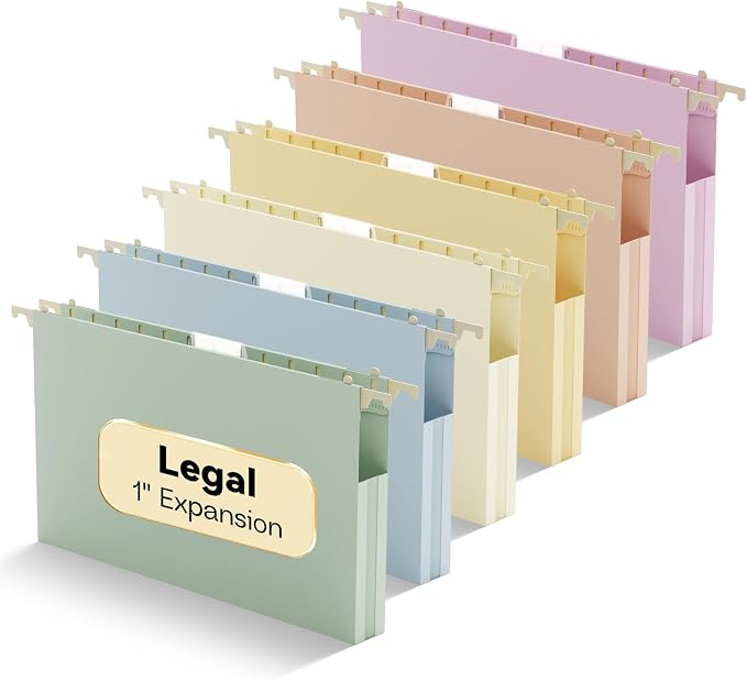 Extra Capacity Legal Size Hanging File Folders, 12 Pack Plastic Hanging Folder by NORDUN