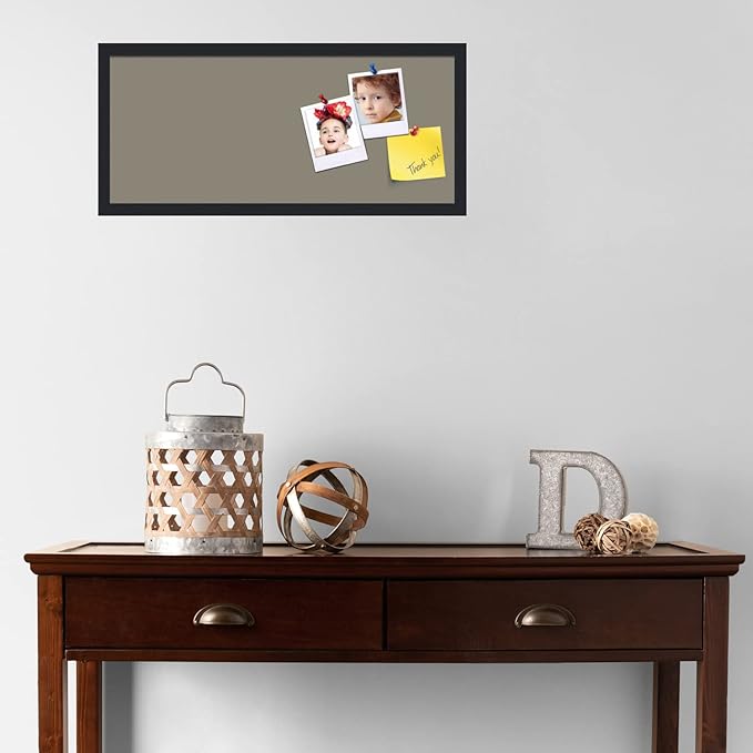 PinPix 28x12 Inch Cork Bulletin Board. This Decorative Framed Pin Board Comes with Pewter Design and a Satin Black Frame. Ideal for Home Office Decor or Message Board (PinPix-1812)-DeskLoop Office