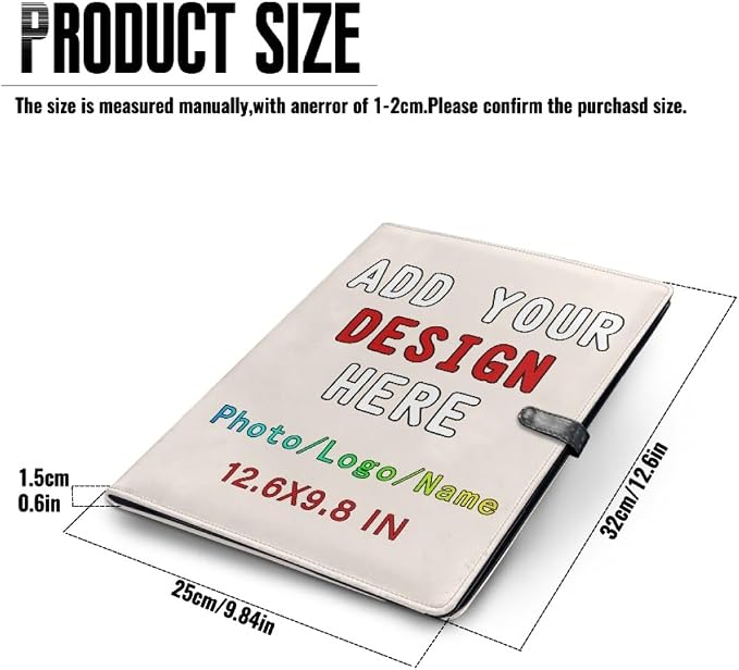Personalized Leather Portfolio for Men Women, Custom Logo/Text/Photo Binder - Image 4