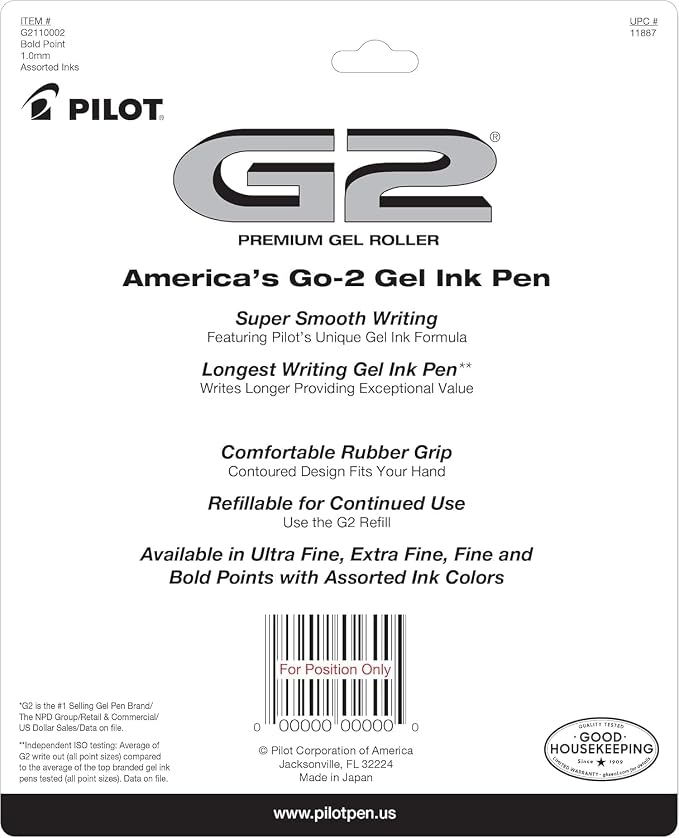 Pilot G2 Premium Retractable Gel-Ink Rolling Ball Pens, Bold Point, 1.0 Gel Pens - Image 2