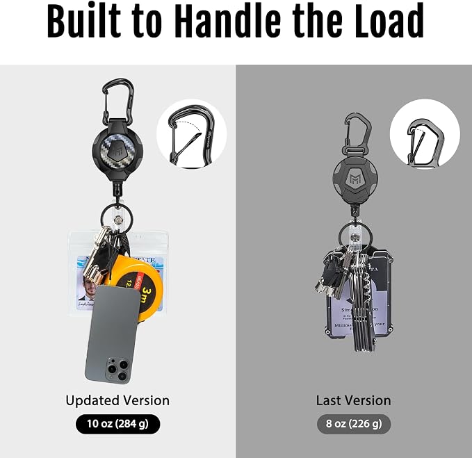 MNGARISTA 2-Pack Retractable Keychain, Heavy Duty 10 OZ Retraction 3K Carbon - Image 3