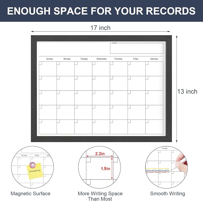 Dry Erase Calendar for Wall, 17x13 Inches Calendar Whiteboard for Wall - Image 4