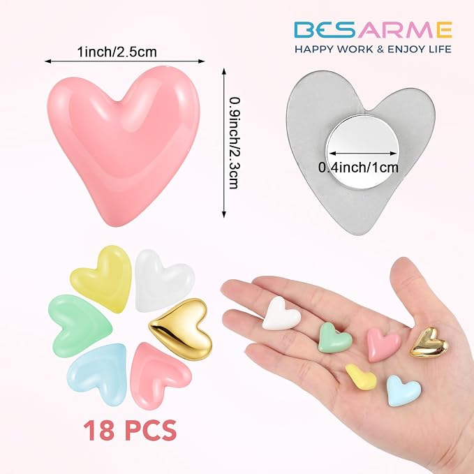 BESARME 18Pcs Heart Fridge Magnets Refrigerator - Image 2