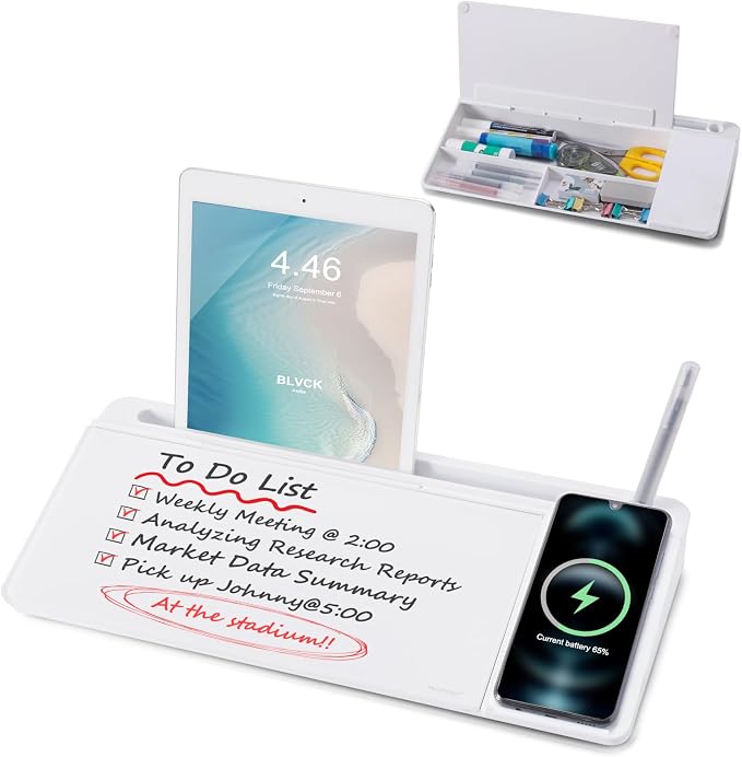 Small Glass Desktop Whiteboard Dry-Erase-Board by TSJOFFICE-WipeCleanThinkGreenWorkSmart