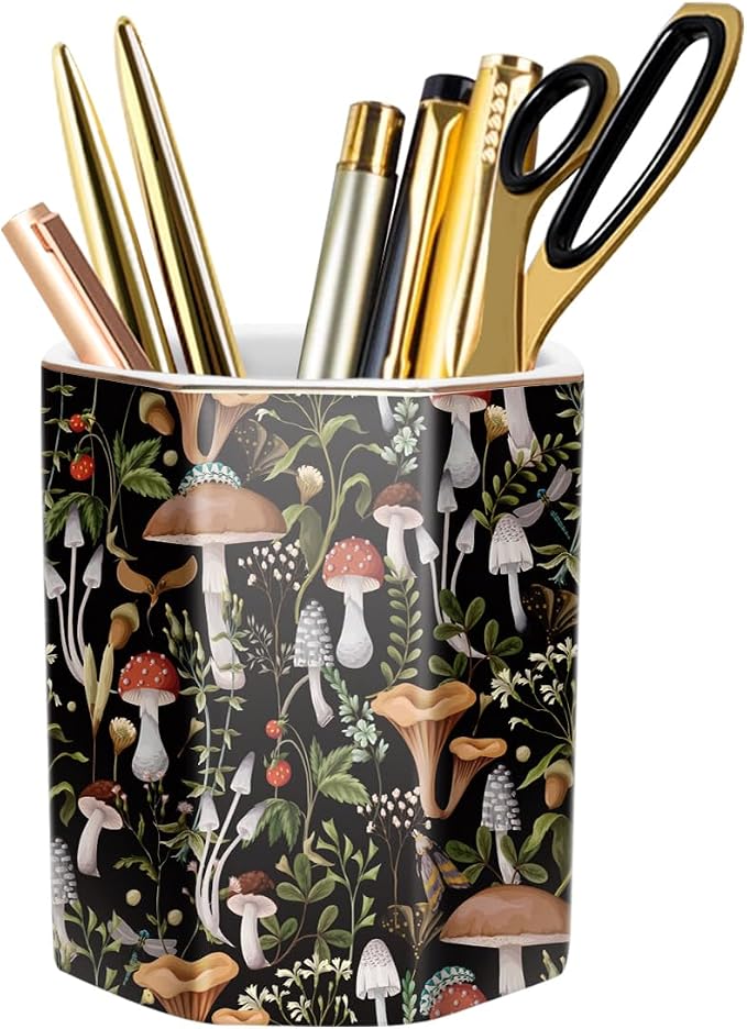 Cute Ceramic Pen Holder for Desk, Pencil Pen Cup, Makeup Brush Holder, Desktop by WAVEYU