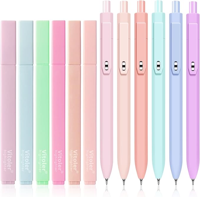 Vitoler Bible Highlighters and Pens, 6 Black Pens & 6 Highlighters | by VITOLER