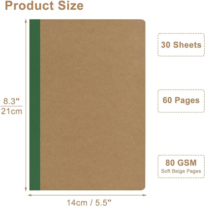 ZCZN 100 Pack Composition Notebooks Bulk, A5 Kraft Cover Lined Journals - Image 3
