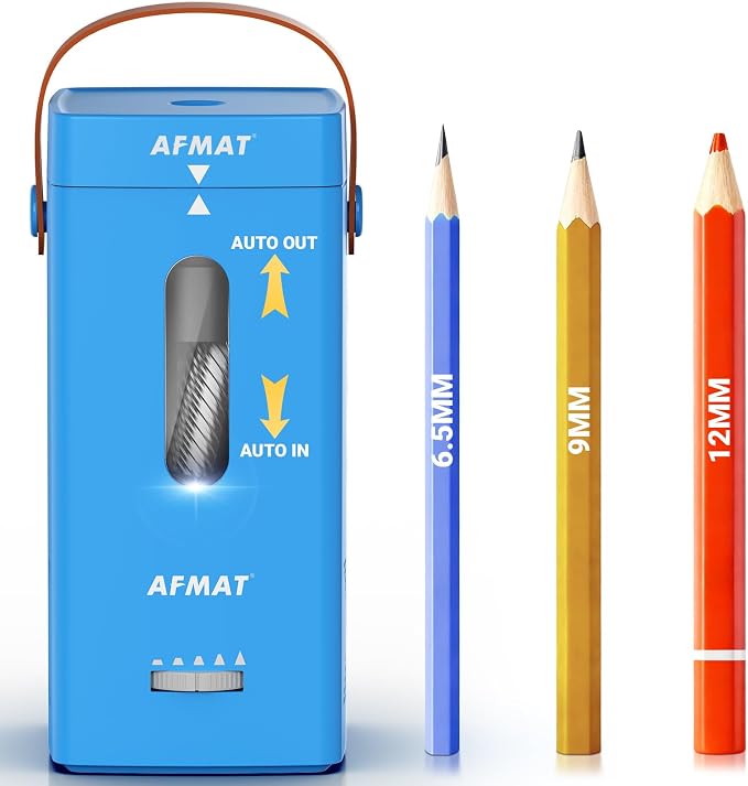 AFMAT Electric Pencil Sharpener, Fully Automatic Pencil Sharpener, Auto in & Out by AFMAT
