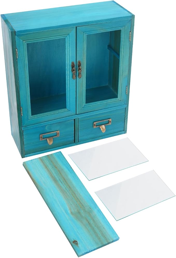 Rustic Vintage Mini Pine Counter Top Cabinet, Wooden Desktop Storage Cabinet - Image 9
