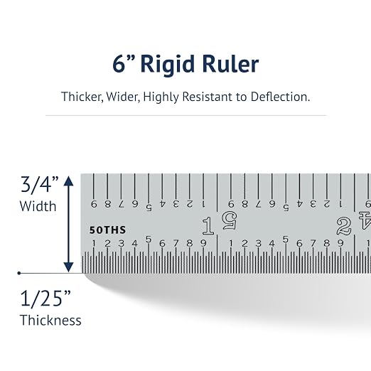 PEC Tools 6"/150mm Rigid Metal Ruler, High-Quality Steel Machinist Rule - Image 7