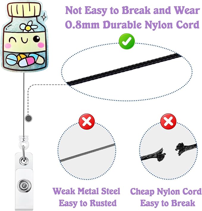 Cute Pharmacy Tech Badge Reel Holder Retractable - Image 4