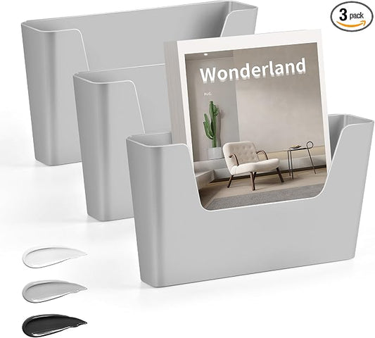 JOMOLA No Drilling File Holder 3 Pack Mail Organizer Wall Mount File Organizer by JOMOLA