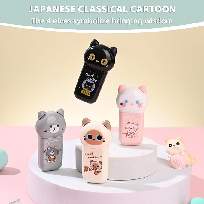 white Corrcetion Tape, with Easy to Use Kawaii Cat Applicator, Cute Stationery - Image 2