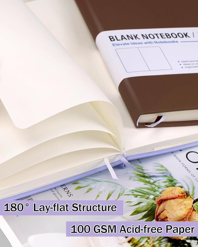 Dynta Blank Journal Notebooks for Women Men, 6 Packs A5 Hardcover Sketchbook - Image 4