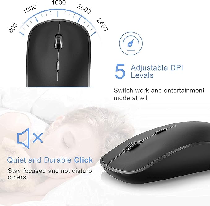 JOYACCESS Wireless Keyboard and Mouse,2.4G Ergonomic and Slim Wireless Computer Keyboard Mouse Designed for Windows, PC, Laptop,Tablet - Black Grey-DeskLoop Office