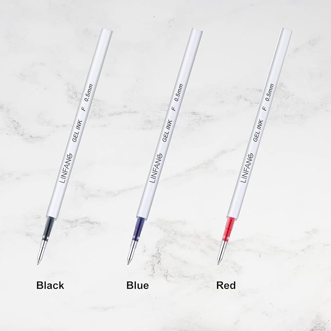 Black Gel Pens Refills, 12 Pack Retractable Gel Ink Pen Refills Bulk, Fine - Image 5