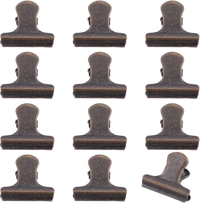 CRASPIRE 12Pcs Vintage Metal Food Bag Hinge Clips 1 Inch Small Binder Clips - Image 8