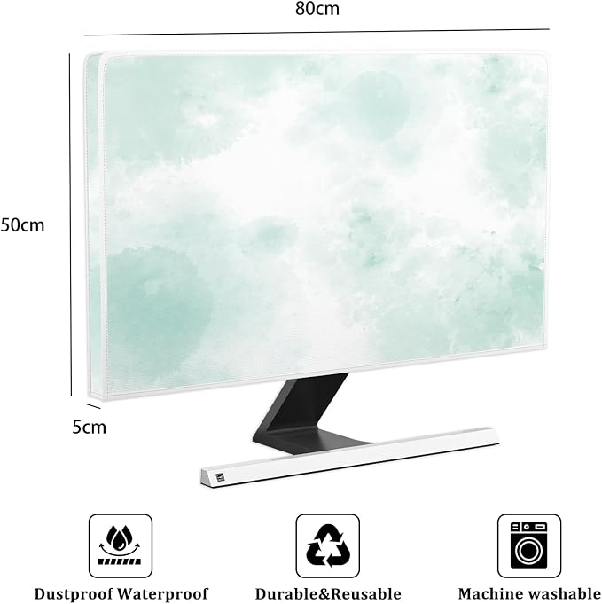 Baocicco Abstract Watercolor Waterproof TV Display Screen Cover 32 Inch Cyan - Image 2