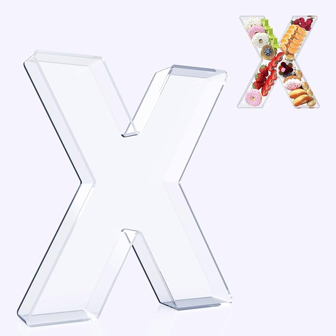 11" Acrylic Letter Charcuterie Box, Reusable Fillable Alphabet Number Shaped by RUFHVTY