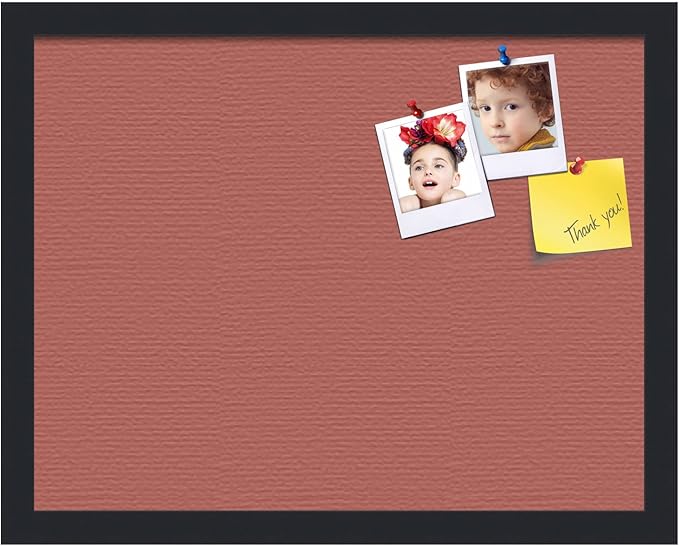 PinPix 18x14 Inch Cork Bulletin Board. This Decorative Framed Pin Board Comes with Crimson Pastel Design and a Satin Black Frame. Ideal for Home Office Decor or Message Board (PinPix-1807)-DeskLoop Office