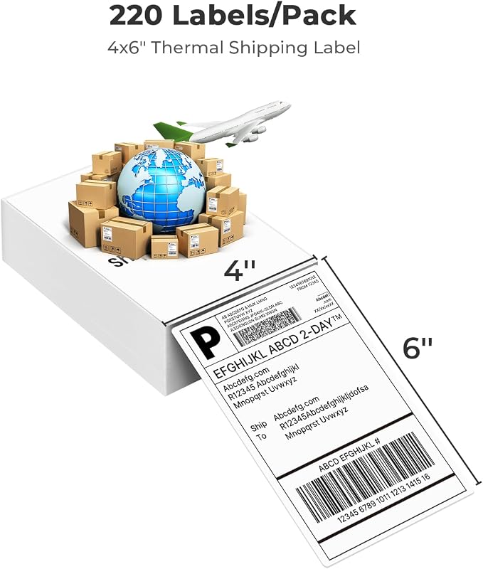 Nelko Genuine 4x6 Direct Thermal Shipping Label 220 Labels/1 Stacks, 4x6 - Image 3