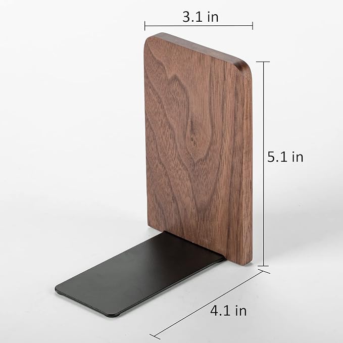 Muso Wood Book Ends for Shelves, Non-Slip Bookends, Heavy Duty Wooden Bookend - Image 6