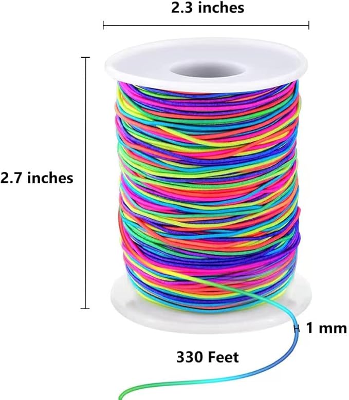 Elastic String for Bracelets, 1mm x 330 Feet Sturdy Rainbow Elastic Cord for Jewelry Making, Necklaces, Beading and Crafts-DeskLoop Office
