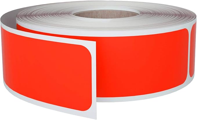 Royal Green 1x3 inch Labels Sheets Rectangle Neon Red Sticker Rolls, 250 Pack by RoyalGreen