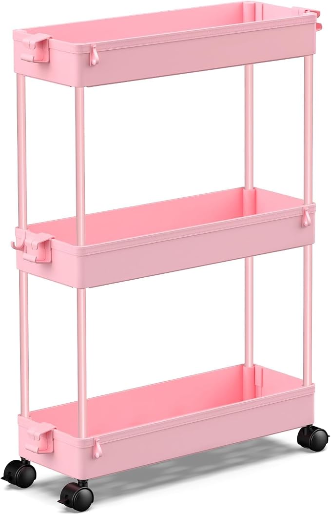 SPACEKEEPER Slim Rolling Storage Cart, 3 Tier Bathroom Organizer Utility Cart by SPACEKEEPER