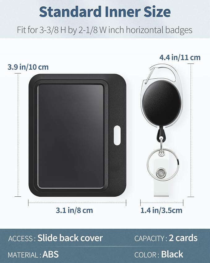 Uniclife 3 Pack Sliding Badge Holder Hard Black Horizontal Plastic Card Case - Image 6