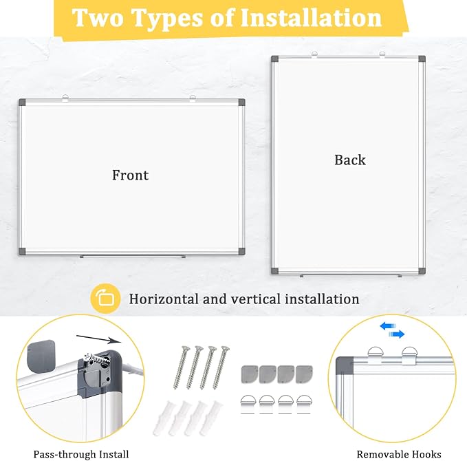 AMUSIGHT 3 Pack Double-Sided Magnetic Whiteboard, Aluminum Frame White Board - Image 2
