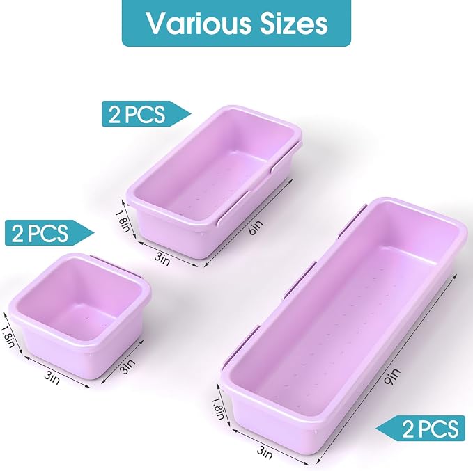 6 PCS Drawer Organizer Set, 3 Size Makeup Drawer Divider Organizer - Image 2