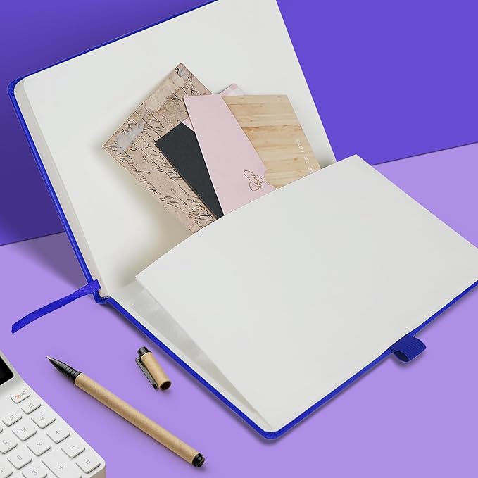 4 Pack Lined Journal Notebooks for Work, Travel, College, A5 Size 100 GSM Thick Paper, Classic Ruled, Hardcover Notepad for Writing 160 Pages, 5.5 x 8.3 inch - 4 Deep Multicolors-DeskLoop Office