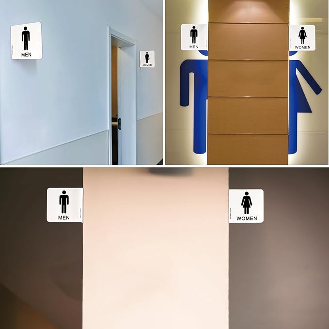 Faittoo Restroom Sign, Bathroom Signs, 2 Pack 6 x 6 Inches Acrylic Sign - Image 6