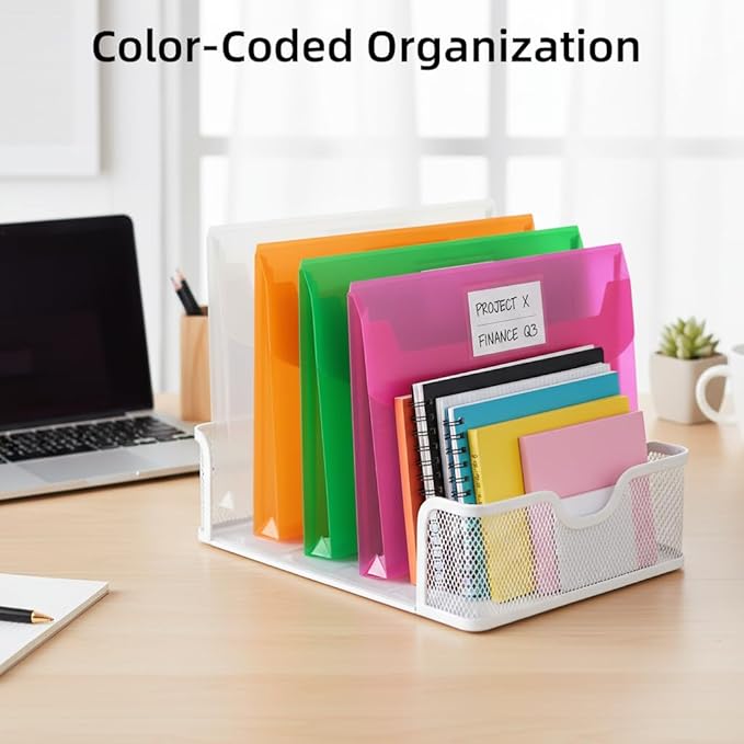 20 Pack Plastic Envelopes with Snap Closure, Poly Expandable File Folder with - Image 2