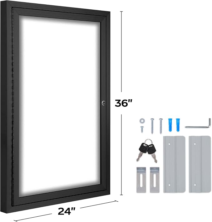 INNOVART Enclosed Bulletin Board 36”x24”, Lockable Dry Erase Noticeboard - Image 2