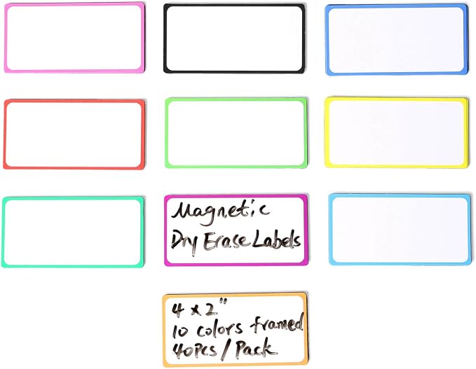 ZazzyKid Dry Erase Magnetic Labels: 40PCS, 4x2” Magnets Name Tags Plates - Image 5