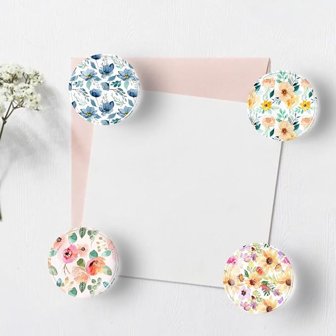 12Pcs Glass Strong Magnetic Refrigerator Magnet Fridge Sticker,Colorful Flowers Crystal Fridge Magnets Decoration for Crafts,Fridge Magnets for Kitchen, Office Whiteboard, Cabinet and Dishwasher-DeskLoop Office