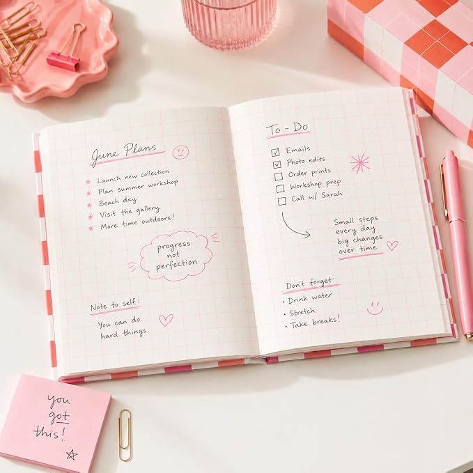 Pearhead Pink & Orange Star Cutout Hardcover Graph Notebook, 6.25x8.25 Grid - Image 7