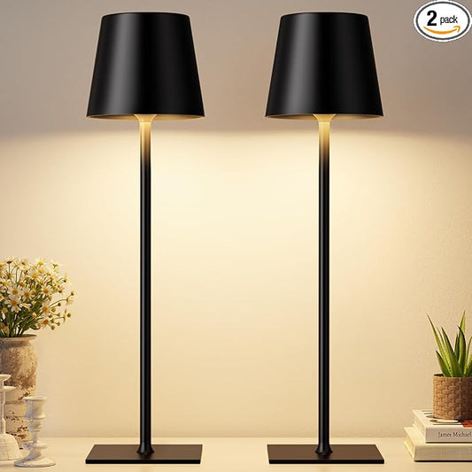 Kakanuo Black Cordless Rechargeable Table Lamp, 2 Pack Portable Desk Lamp by KakanuoLightings